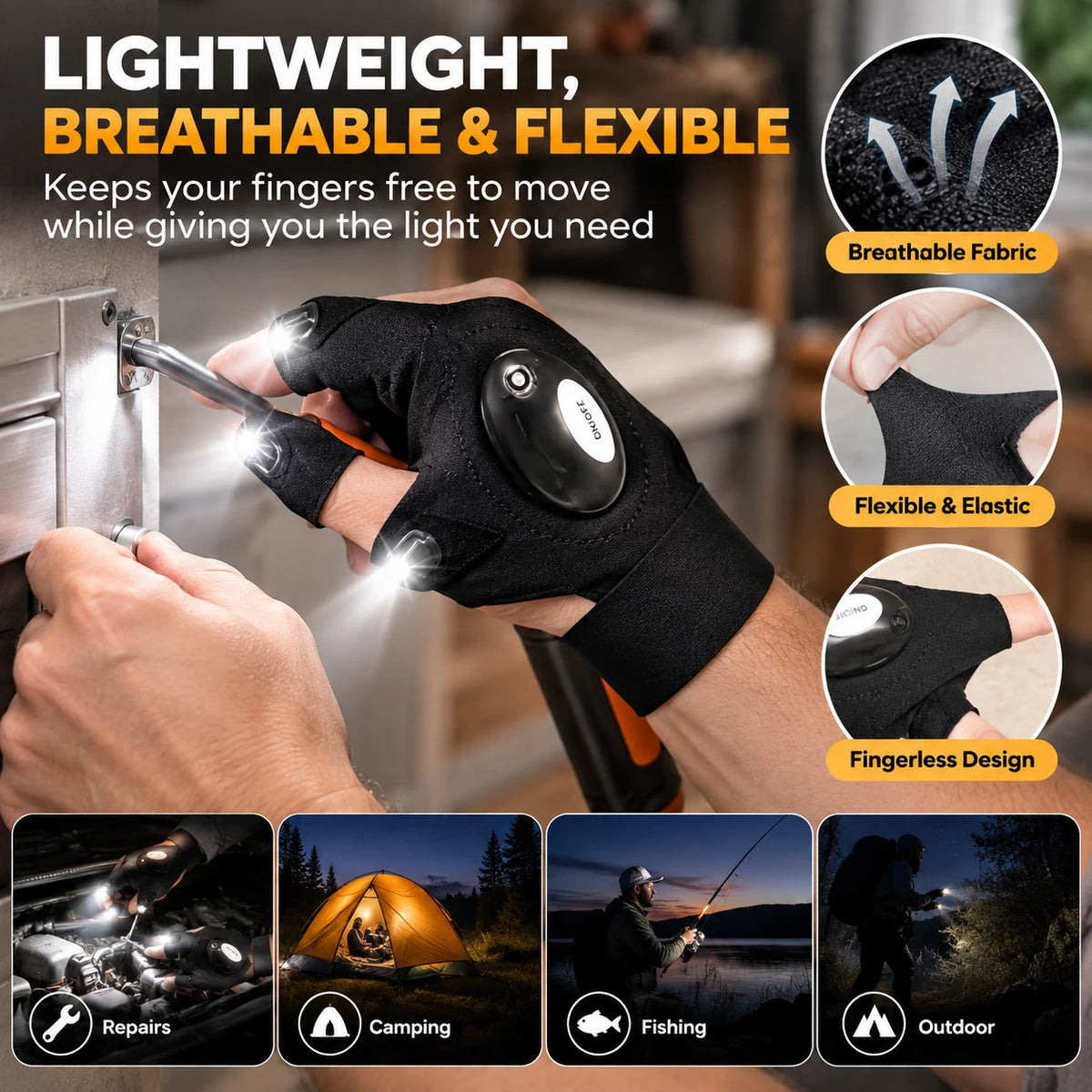 LED Glove Light – Hands-Free Work & Outdoor Lighting