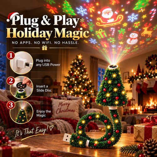 USB Christmas Projection Lamp with 6 Festive Scenes