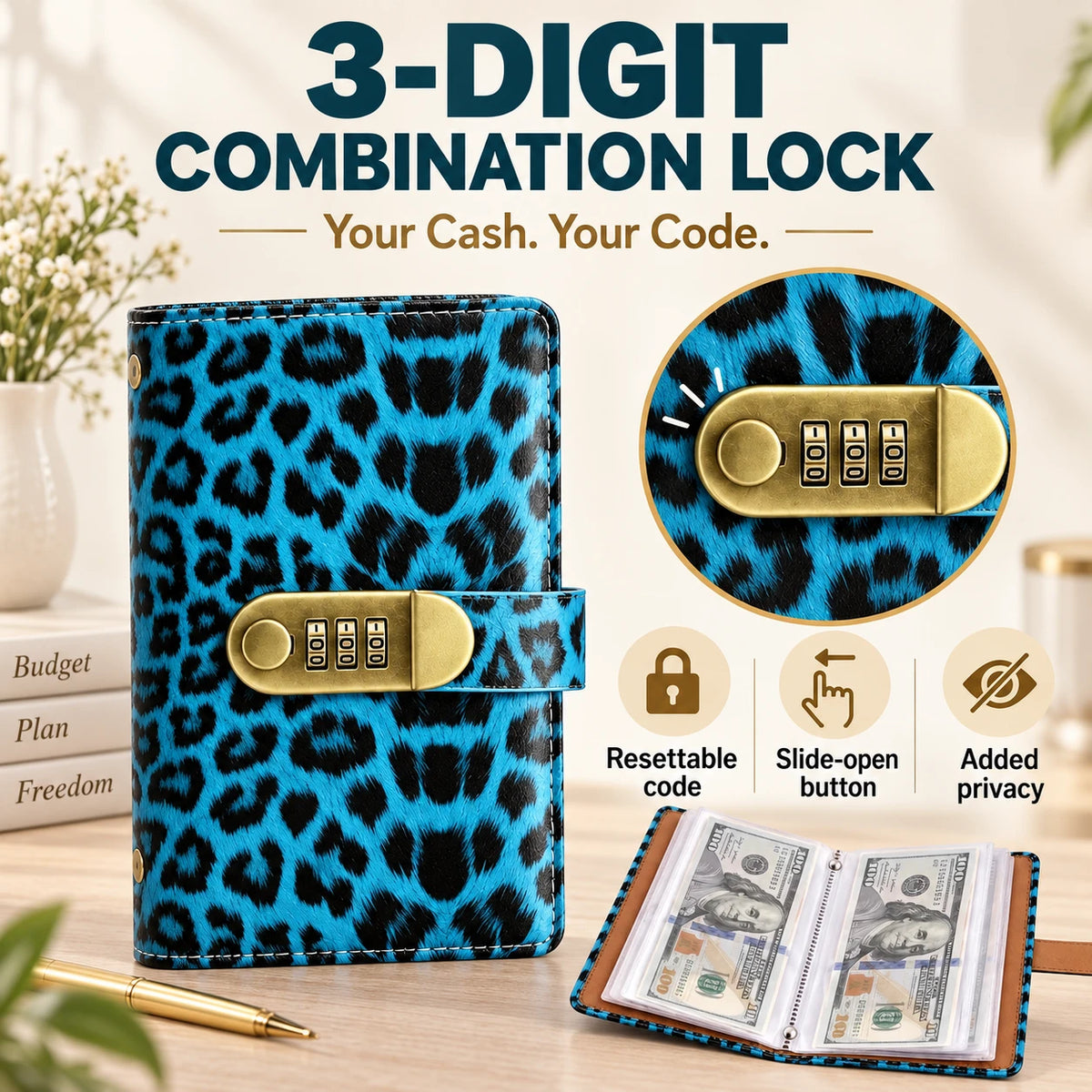 Combination Lock Cash Binder – A6 Budget Organizer