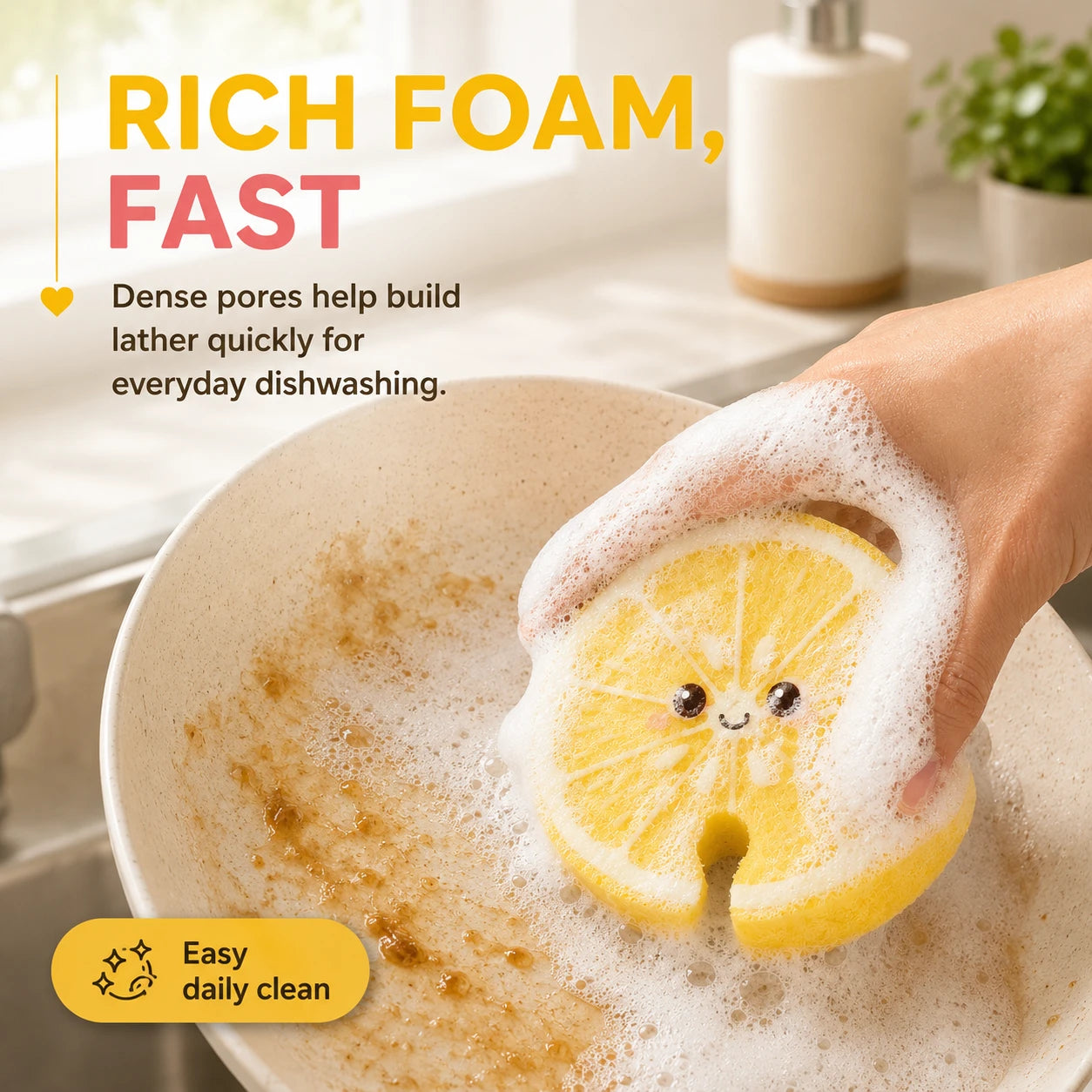 Cute Fruit Wood Pulp Cotton Kitchen Dish Sponge
