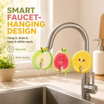 Cute Fruit Wood Pulp Cotton Kitchen Dish Sponge