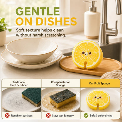 Cute Fruit Wood Pulp Cotton Kitchen Dish Sponge