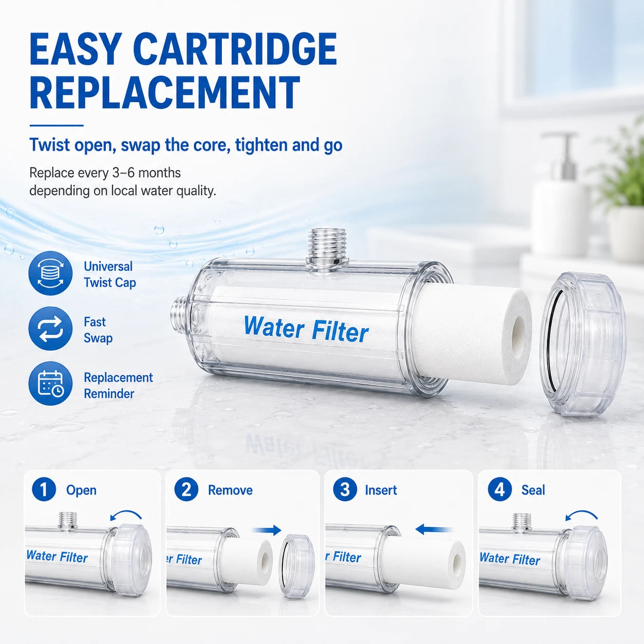 Bathroom Water Filter (FL-1) | Shower & Basin Purifier