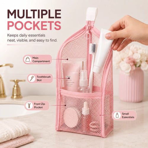 Standing Mesh Toiletry Bag | Quick-Dry Travel Pouch