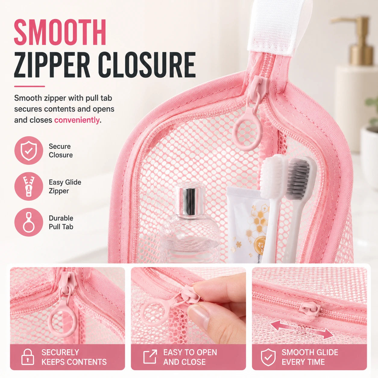 Standing Mesh Toiletry Bag | Quick-Dry Travel Pouch
