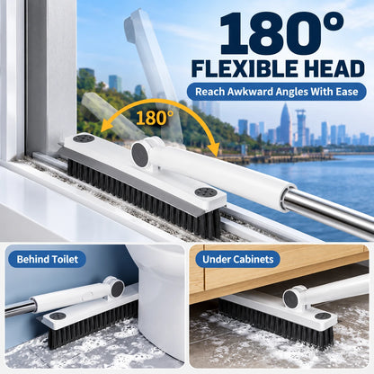 V-Shaped Grout Cleaning Brush with Squeegee & 180° Head