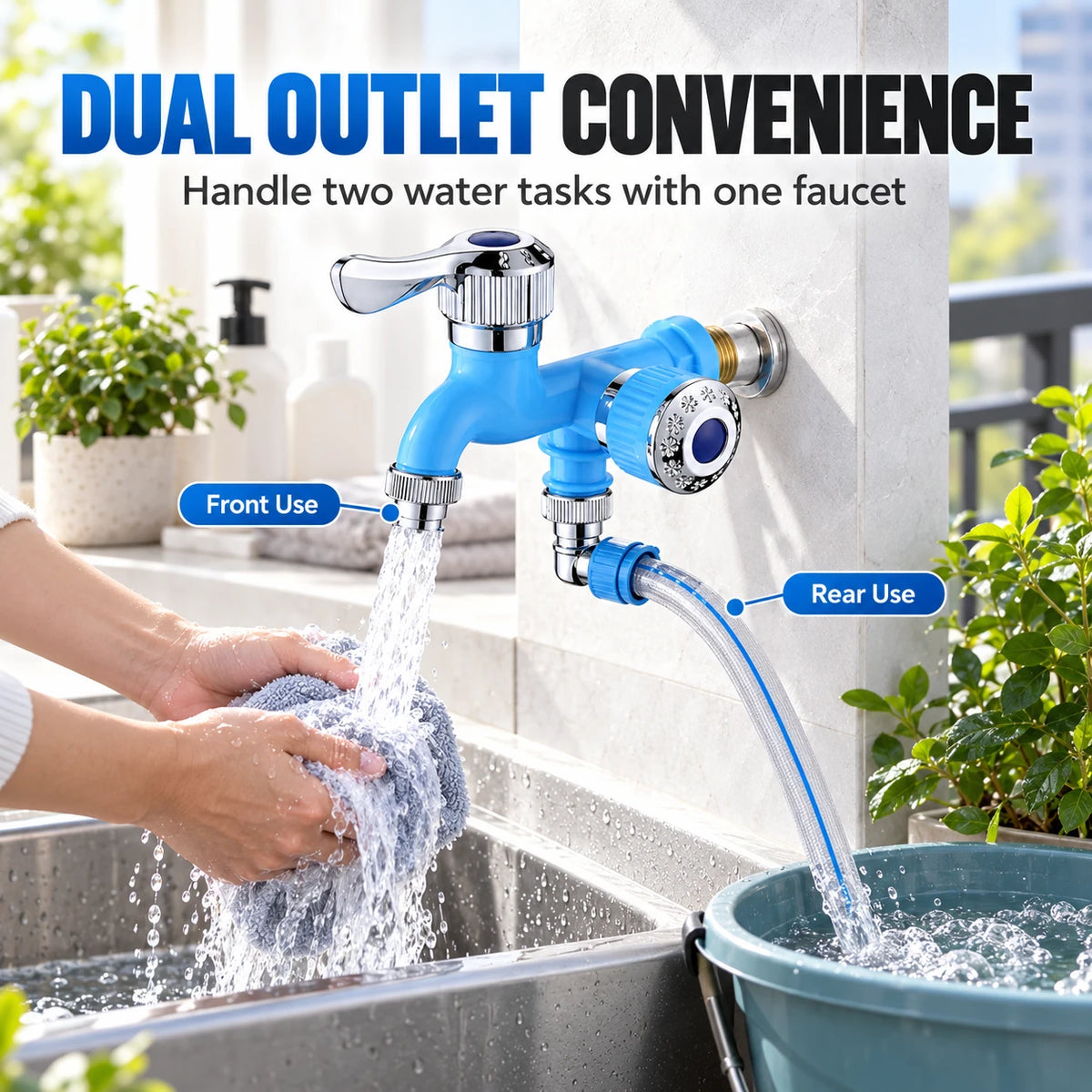 Dual Outlet Faucet with Independent Controls | 4 Colors