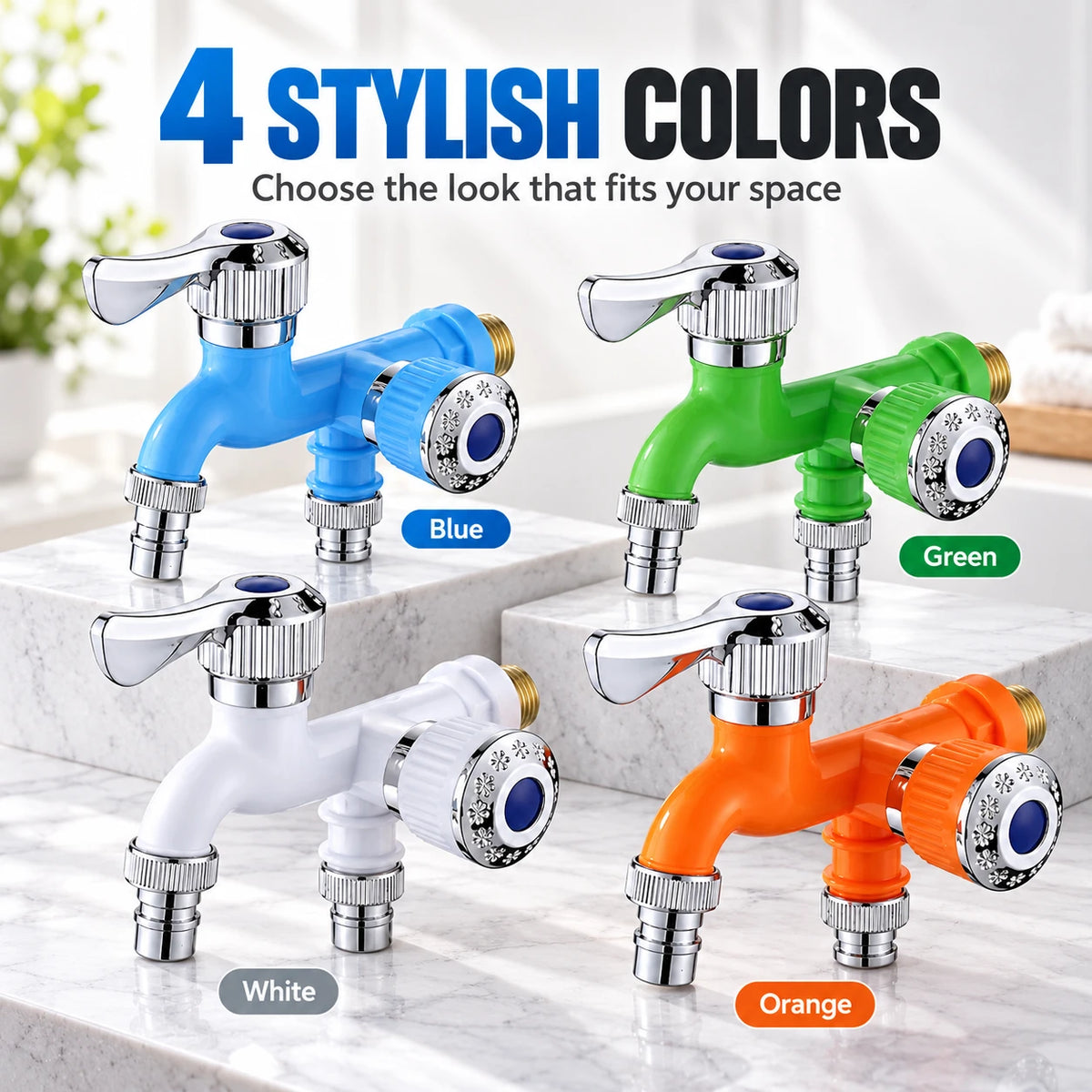 Dual Outlet Faucet with Independent Controls | 4 Colors