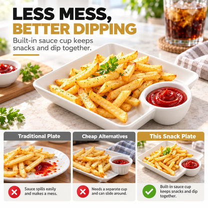 4-Pack Divided Snack Plates with Sauce Compartment