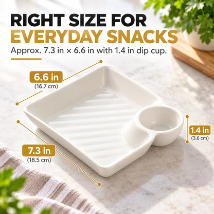 4-Pack Divided Snack Plates with Sauce Compartment