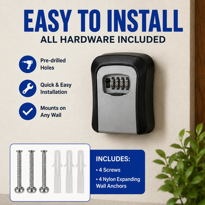 4-Digit Combination Key Safe Box — Weatherproof Lock Box