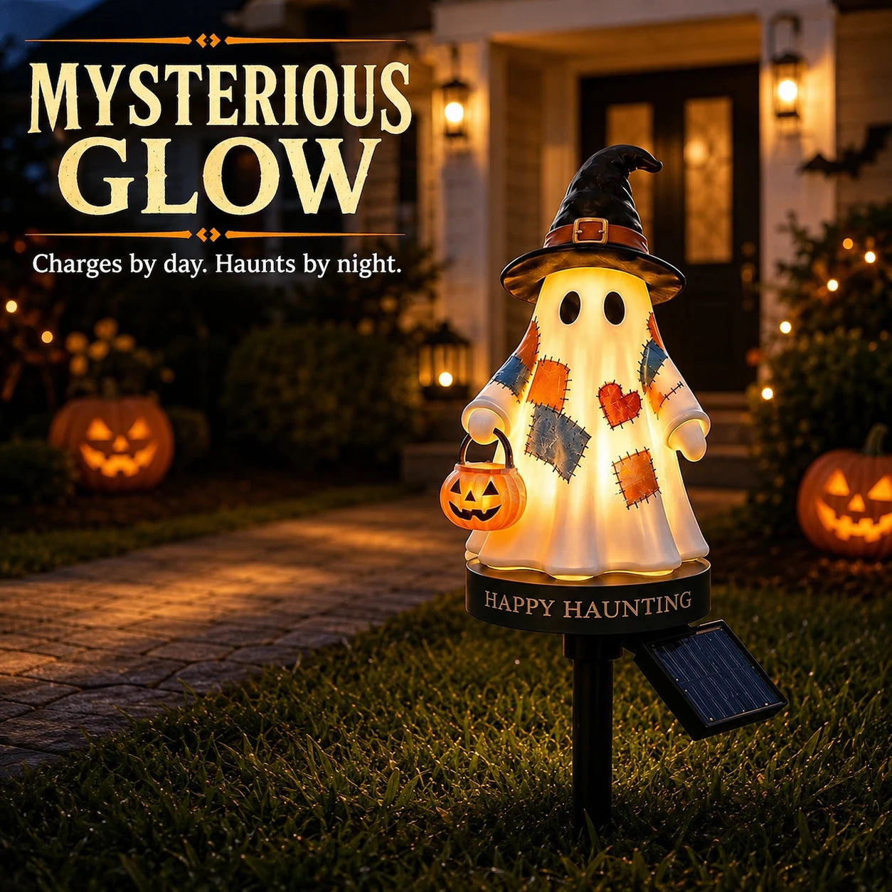 Solar Ghost Garden Stake Lights — Outdoor Halloween Pathway Decor