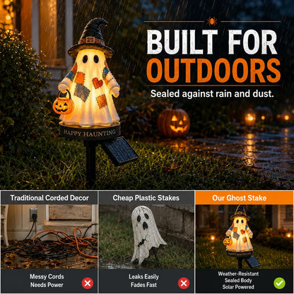 Solar Ghost Garden Stake Lights — Outdoor Halloween Pathway Decor