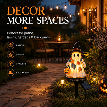 Solar Ghost Garden Stake Lights — Outdoor Halloween Pathway Decor