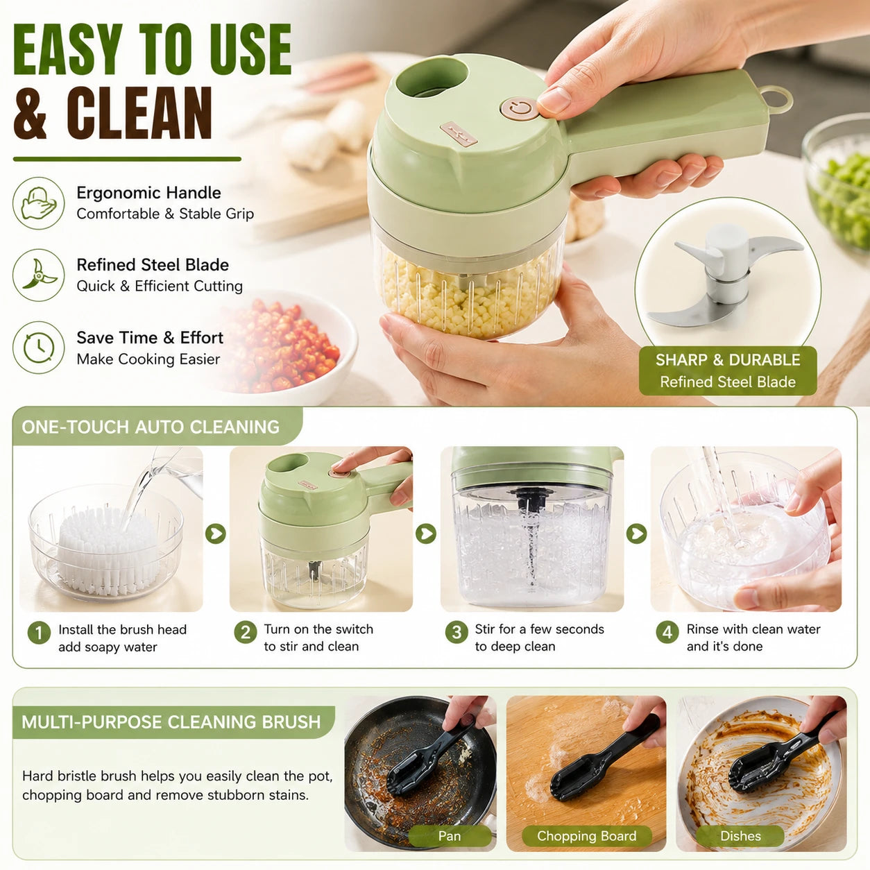 4-in-1 Electric Vegetable Chopper & Slicer | USB-C