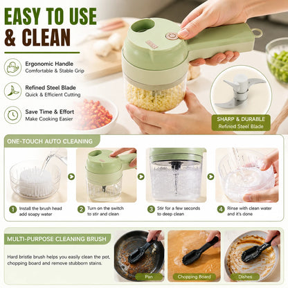 4-in-1 Electric Vegetable Chopper & Slicer | USB-C