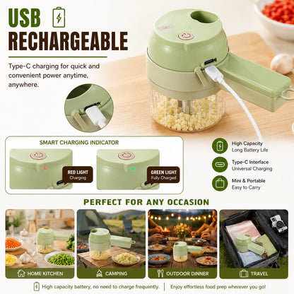 4-in-1 Electric Vegetable Chopper & Slicer | USB-C