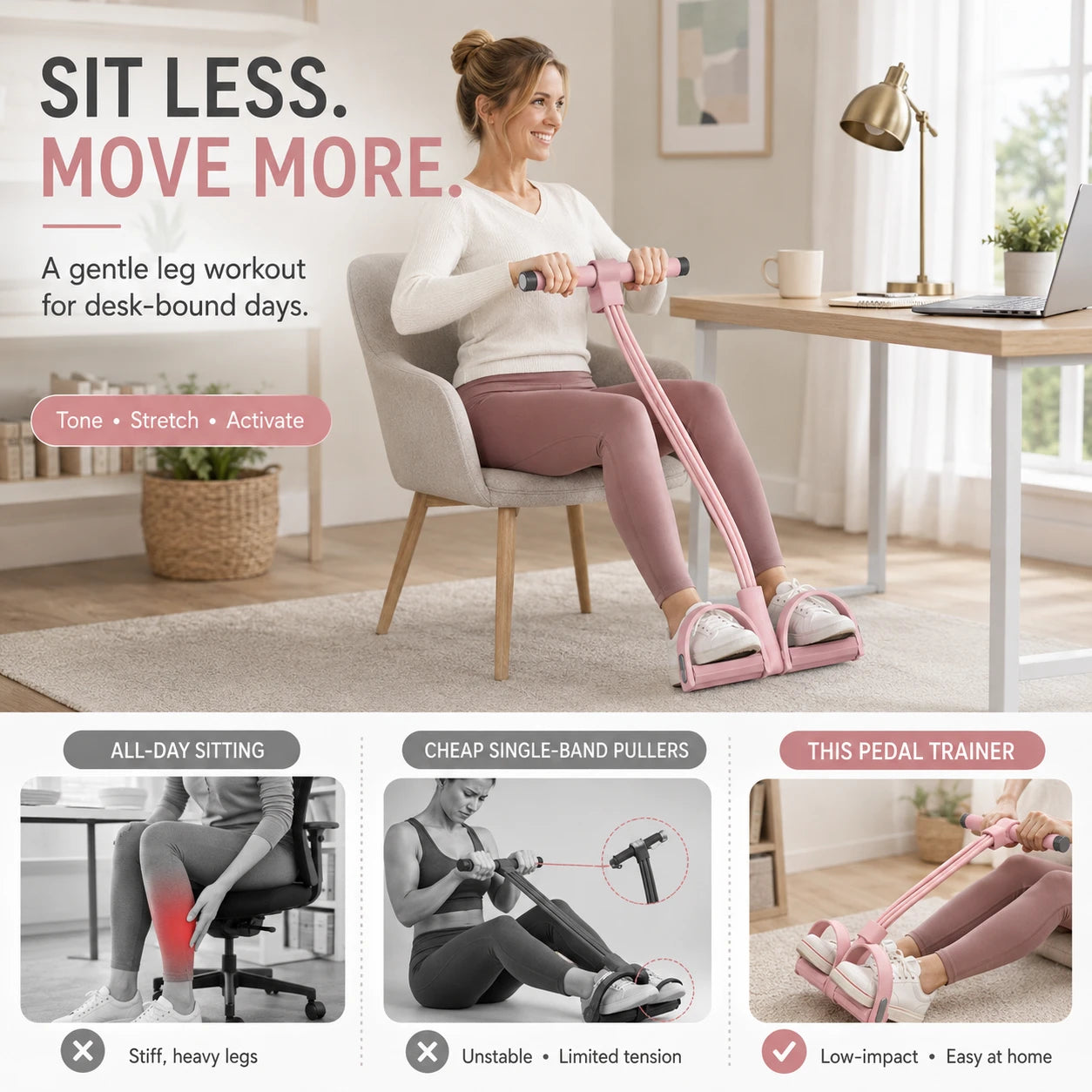 Pedal Resistance Trainer for Home Workouts & Leg Toning
