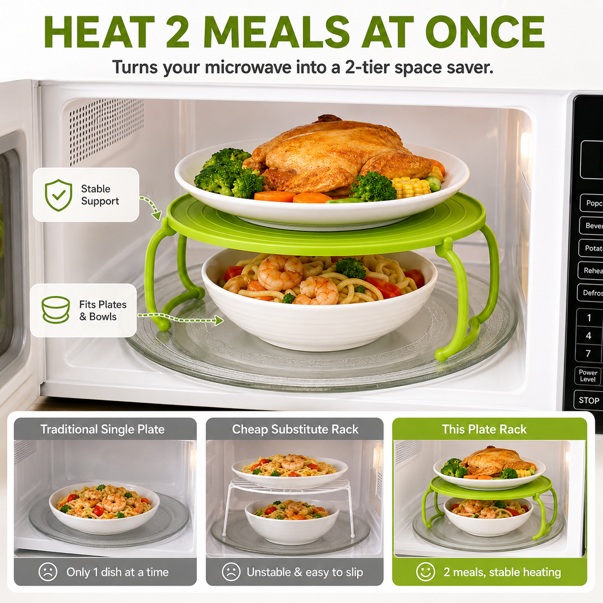 Foldable Microwave Plate Rack & Splatter Cover