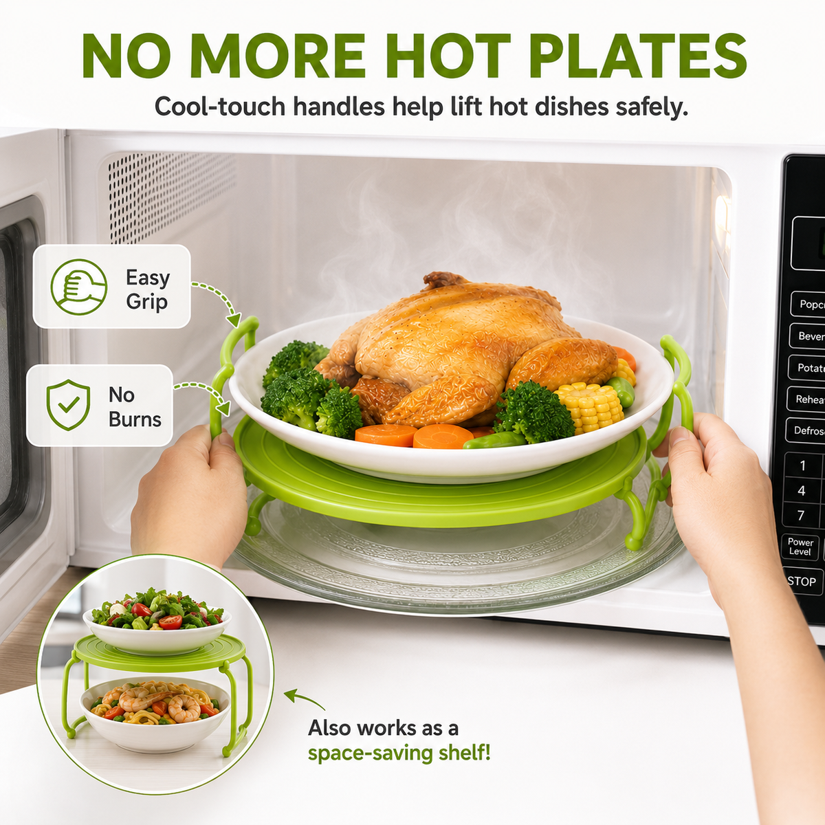 Foldable Microwave Plate Rack & Splatter Cover