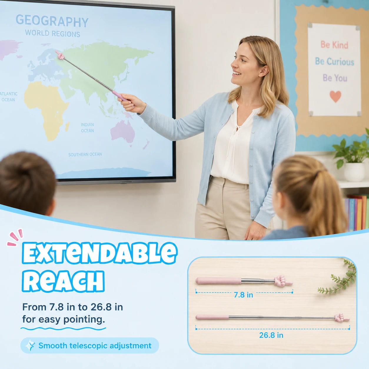6-Piece Telescopic Finger Pointer Stick Set for Teachers