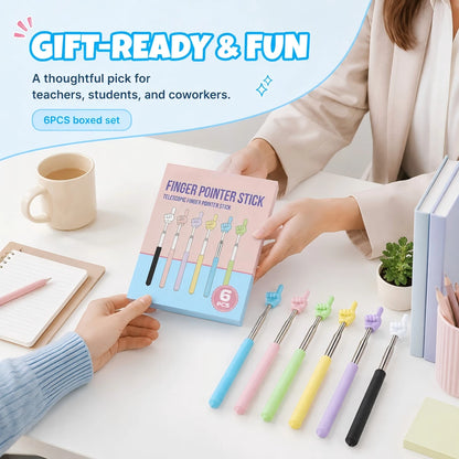 6-Piece Telescopic Finger Pointer Stick Set for Teachers