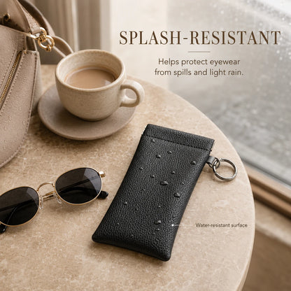 Faux Leather Eyeglass Pouch with Key Ring | Travel Case