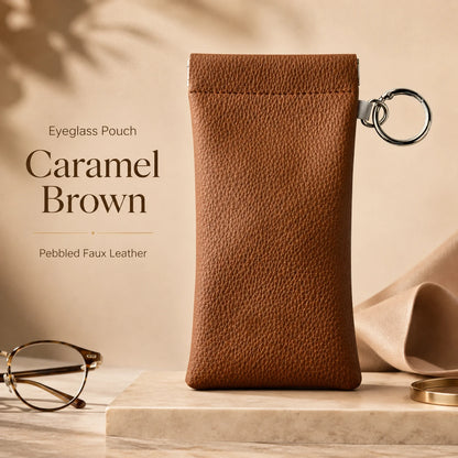 Faux Leather Eyeglass Pouch with Key Ring | Travel Case
