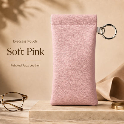 Faux Leather Eyeglass Pouch with Key Ring | Travel Case