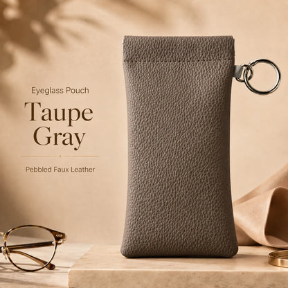 Faux Leather Eyeglass Pouch with Key Ring | Travel Case