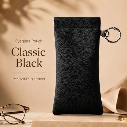 Faux Leather Eyeglass Pouch with Key Ring | Travel Case