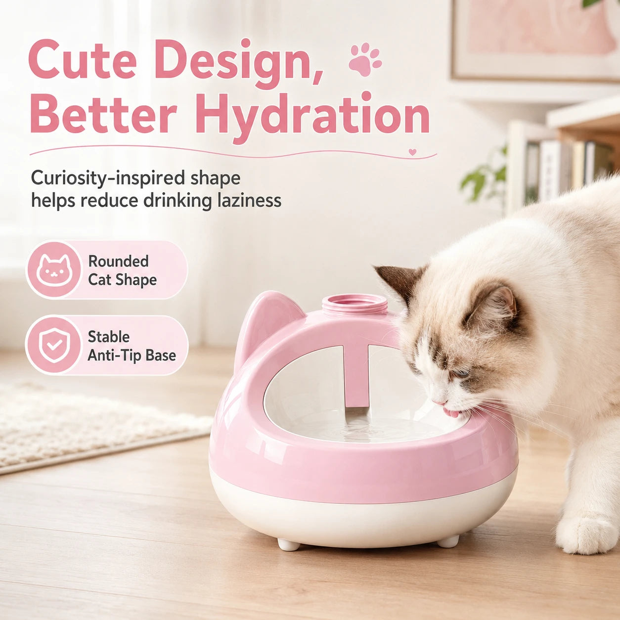 Cat Shape Gravity Water Dispenser | Auto-Refill Pet Bowl