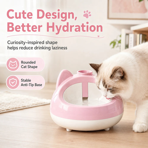 Cat Shape Gravity Water Dispenser | Auto-Refill Pet Bowl