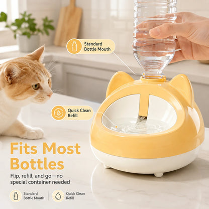 Cat Shape Gravity Water Dispenser | Auto-Refill Pet Bowl