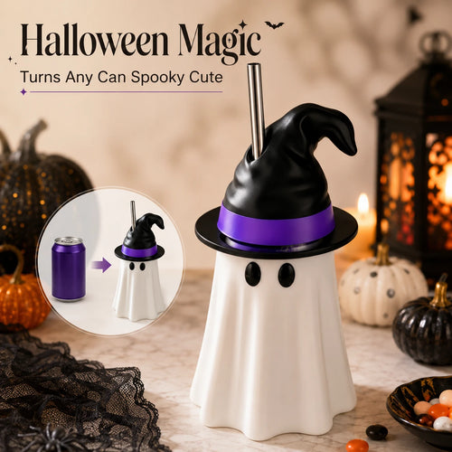 Halloween Ghost Can Cover | Reusable Spooky Drink Holder