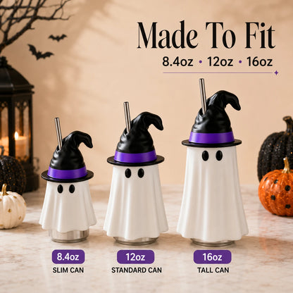 Halloween Ghost Can Cover | Reusable Spooky Drink Holder