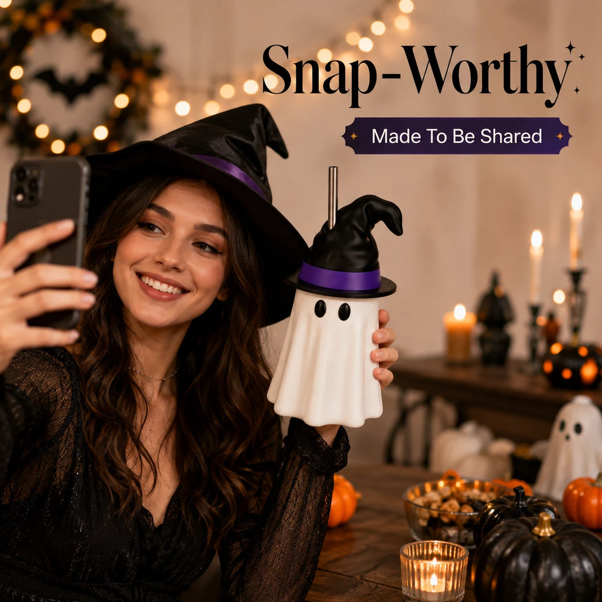 Halloween Ghost Can Cover | Reusable Spooky Drink Holder