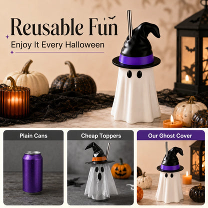 Halloween Ghost Can Cover | Reusable Spooky Drink Holder