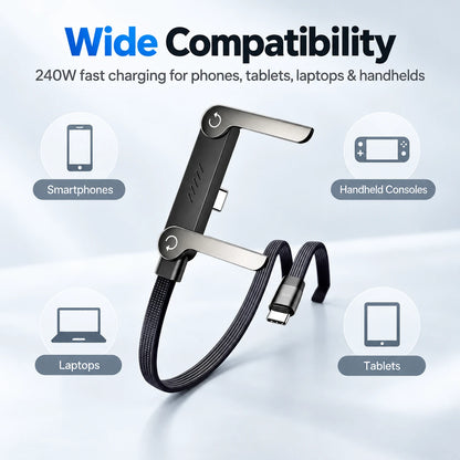 240W Invisible Stand USB-C Cable | Foldable Fast Charger (5ft)