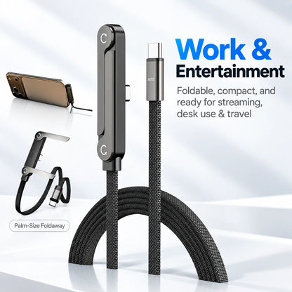 240W Invisible Stand USB-C Cable | Foldable Fast Charger (5ft)