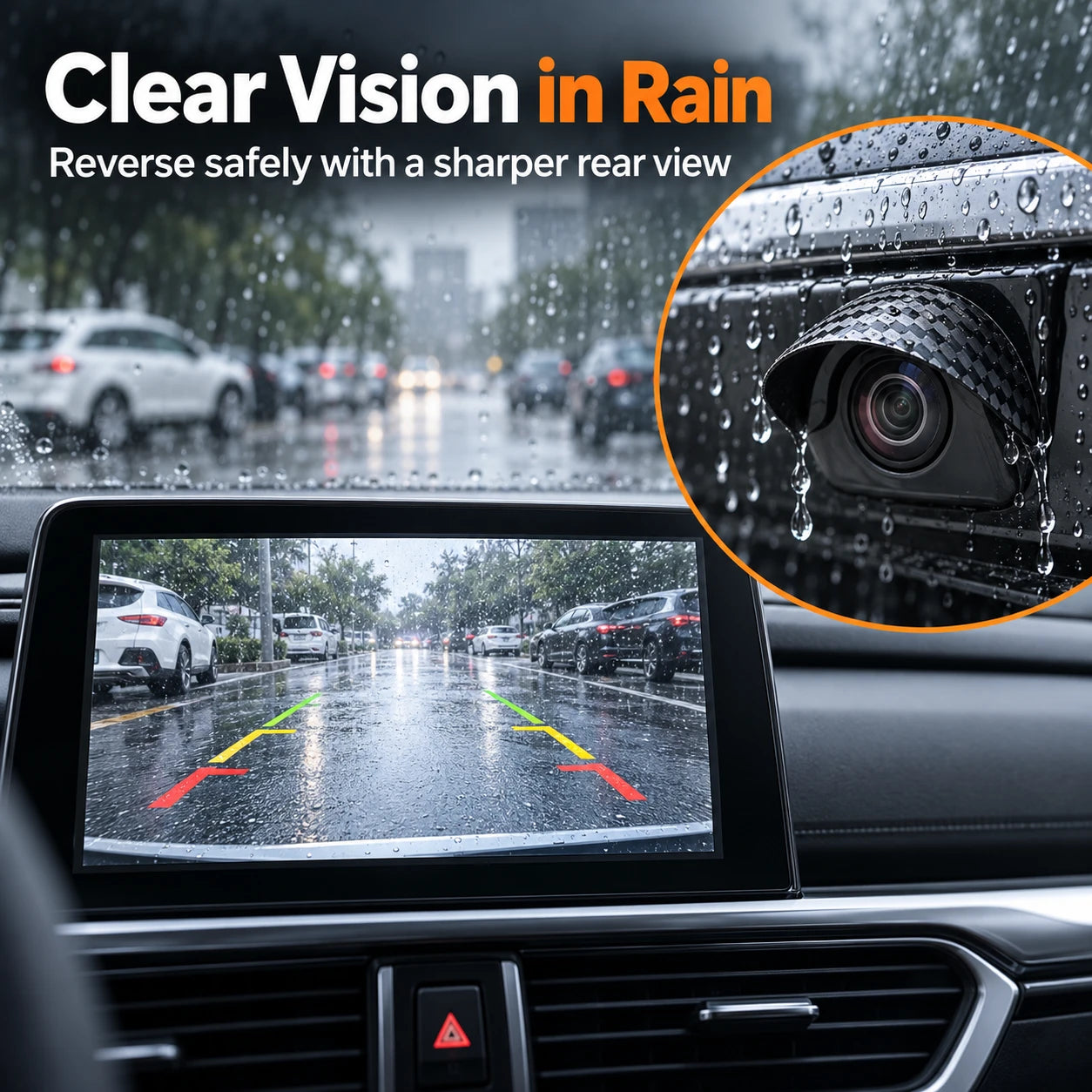 Car Camera Rain Shield – Rear & Side Lens Sun Visor Cover