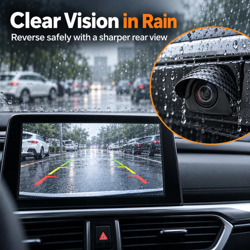 Car Camera Rain Shield – Rear & Side Lens Sun Visor Cover