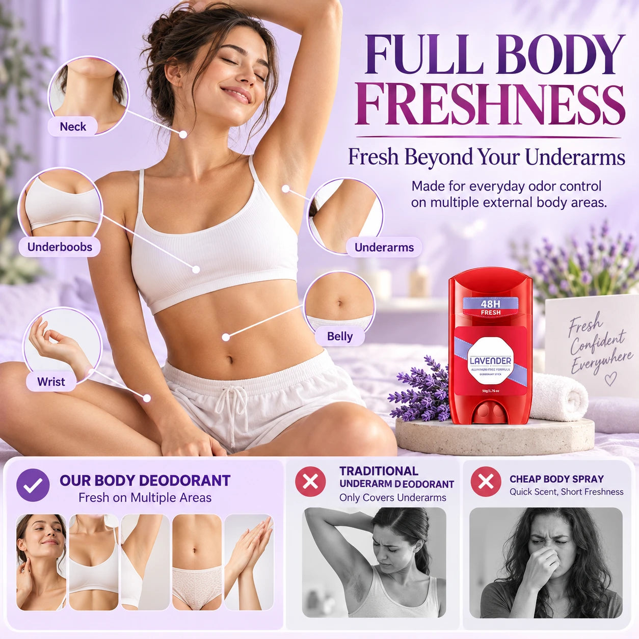 Lavender Deodorant Stick | Aluminum-Free Full Body Freshness