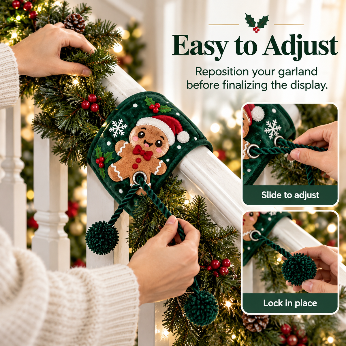 🔥 Elevate Your Holiday Decor in Seconds! Cute Twistable Christmas Wreath & Banister Ties 🎁