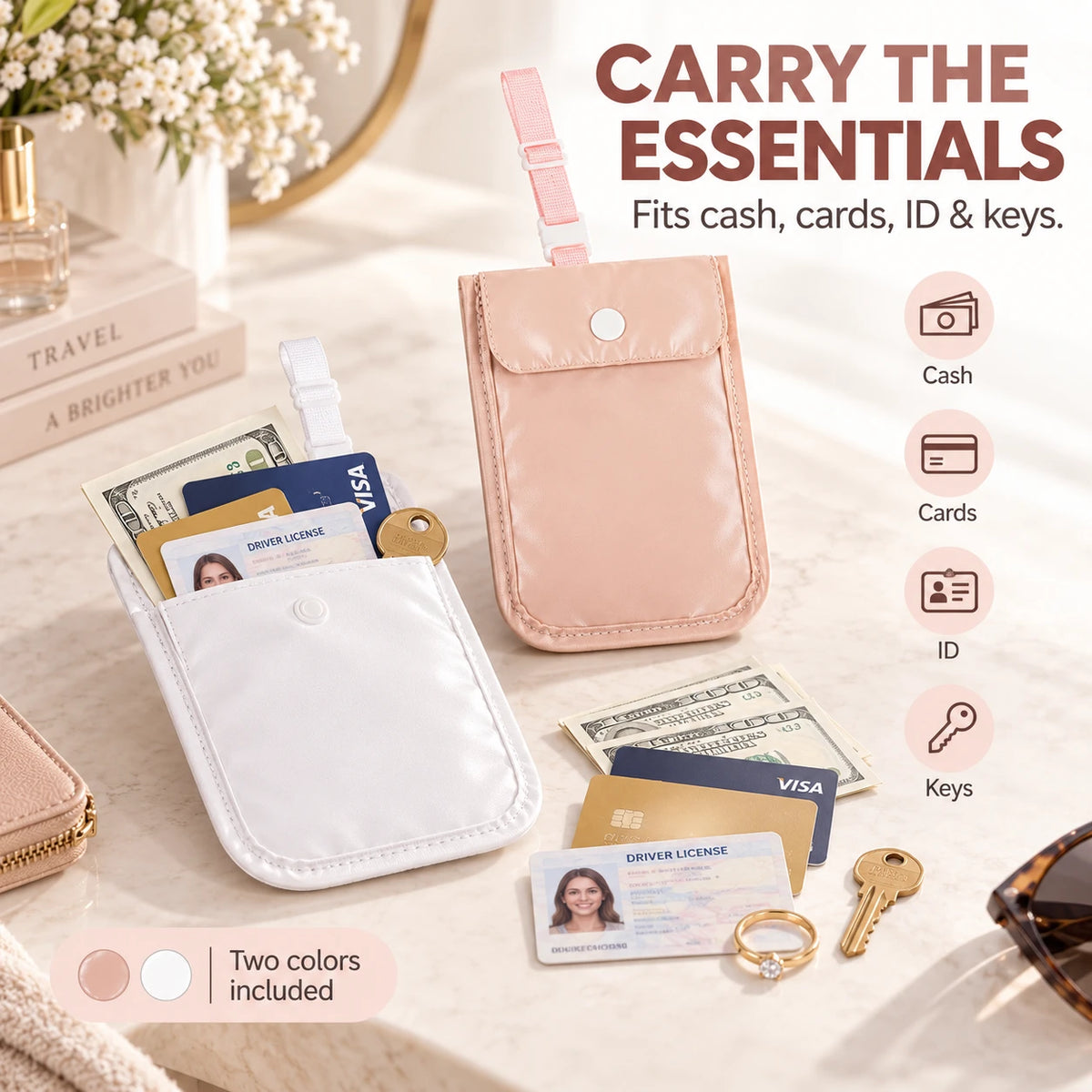 Hidden Bra Wallet for Women | Discreet Travel 2-Pack
