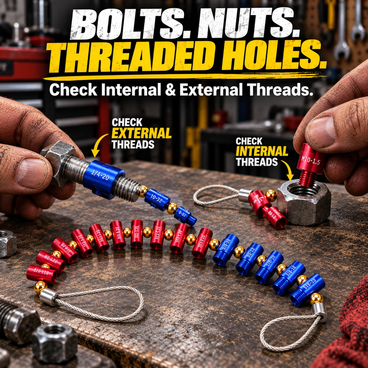 Metric & SAE Thread Checker for Bolts, Nuts & Holes