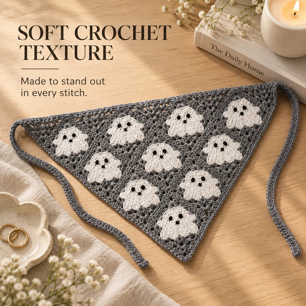 Gothic Crochet Bandana Head Scarf | Halloween Style