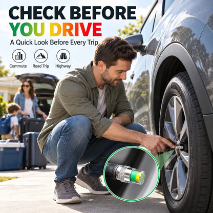 Color-Coded Tire Pressure Indicator Valve Caps | 4PCS