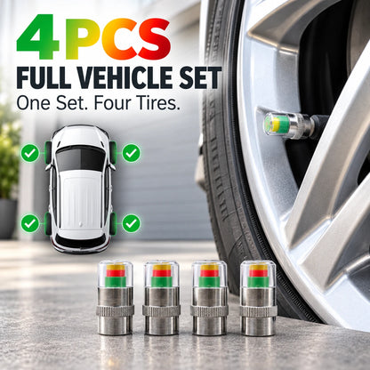 Color-Coded Tire Pressure Indicator Valve Caps | 4PCS