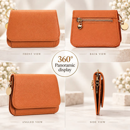 Compact PU Leather Card Wallet with ID Window & Coin Pocket